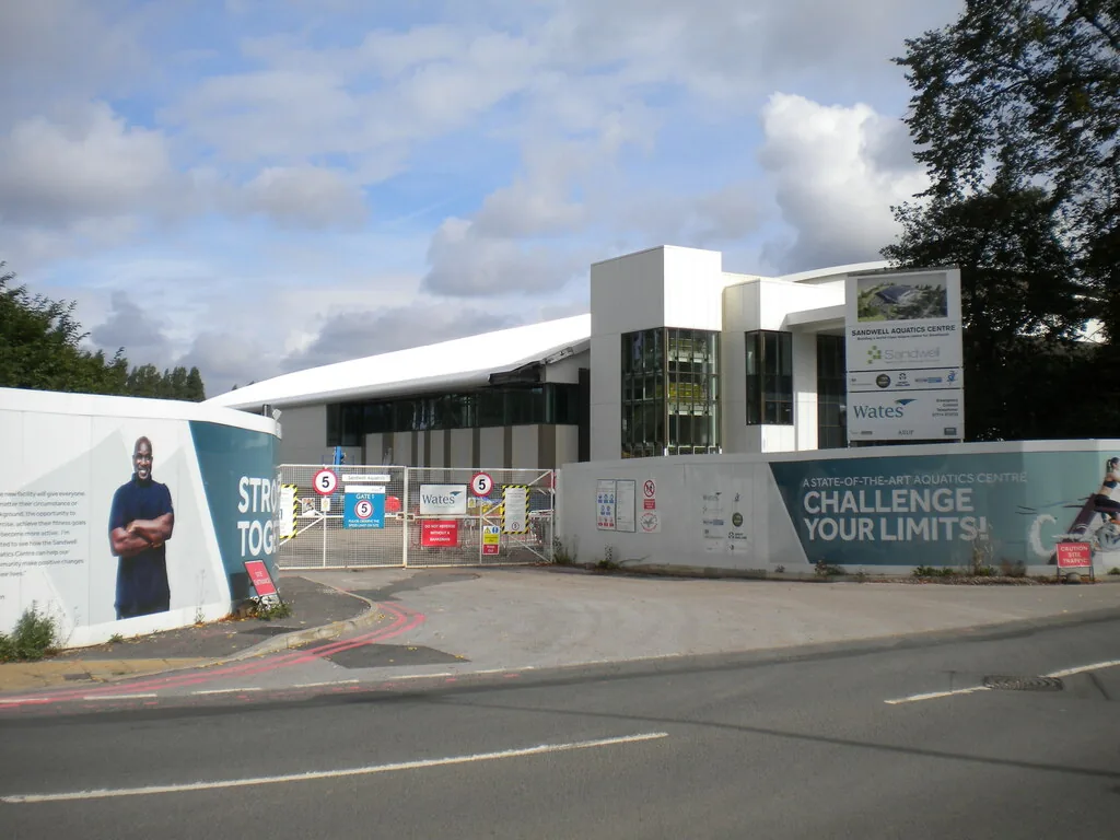 Sandwell Aquatics Centre building exterior in Smethwick, the 50m pool built for the 2022 Commonwealth Games