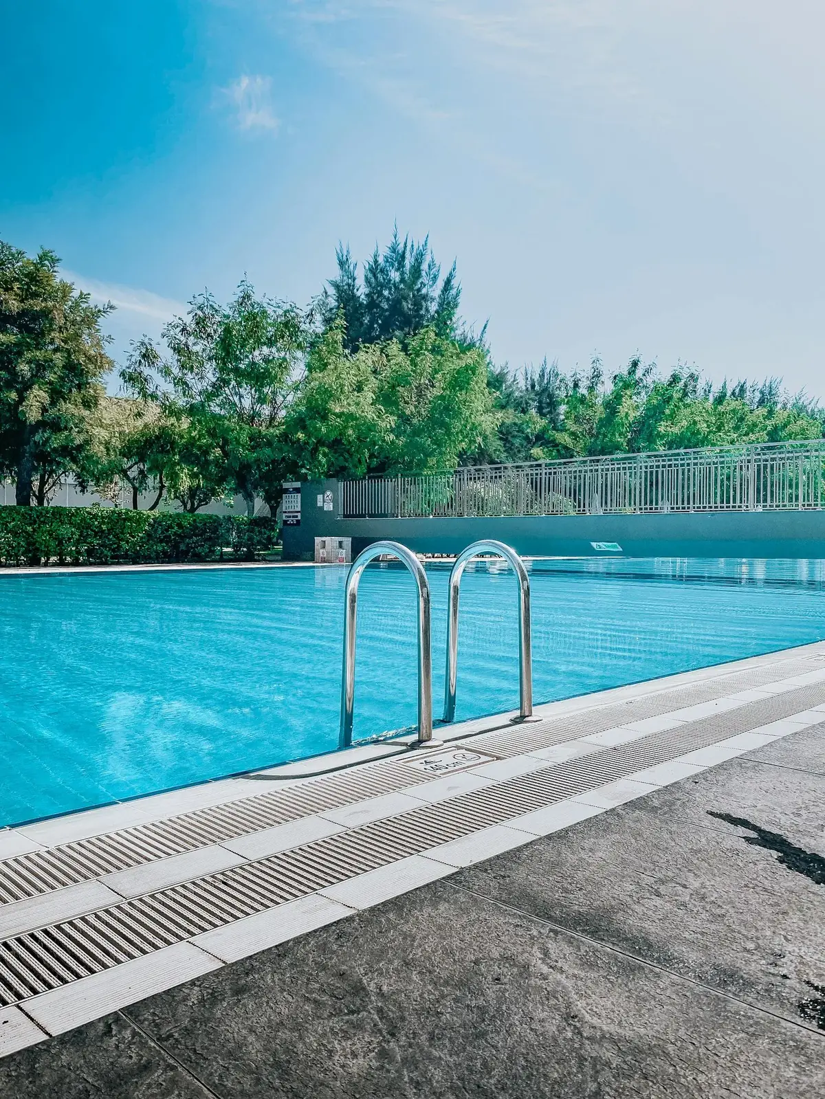 Brightlingsea Lido outdoor swimming pool Essex on a sunny summer day