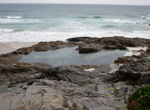 The Treyarnon natural tidal rock pool in Cornwall, 9 metres long and 2.5 metres deep