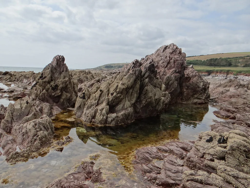 Rock pools among slate outcrops at Wembury Blackstone Rocks, Devon Marine Conservation Area